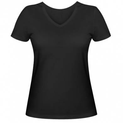 Цвет Черный, Женские футболки с V-образным вырезом - PrintSalon