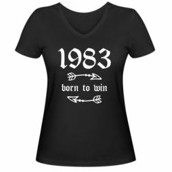 Жіноча футболка з V-подібним вирізом 1983 Born to win - PrintSalon