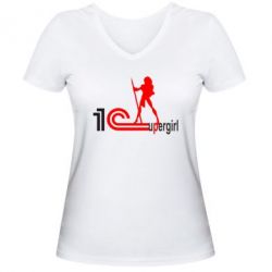 Женская футболка с V-образным вырезом 1Cupergirl - PrintSalon