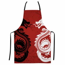 Фартух з 3D принтом Dragons Black White - PrintSalon