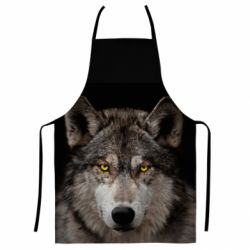 Фартух з 3D принтом Wolf with yellow eyes - PrintSalon