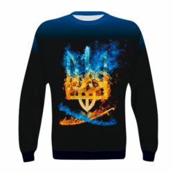 3D світшот Герб Украины в желто - голубом огнем - PrintSalon