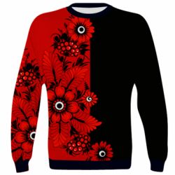 3D світшот Червоні квіти - PrintSalon