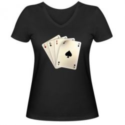 Жіноча футболка з V-подібним вирізом 4 cards - PrintSalon
