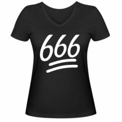 Женская футболка с V-образным вырезом 666 - PrintSalon