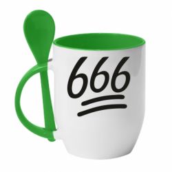 Чашка с ложкой 666 - PrintSalon