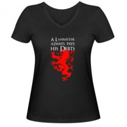 Жіноча футболка з V-подібним вирізом A Lannister always pays his debts - PrintSalon