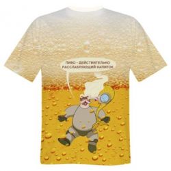 Мужская футболка 3D A man with a mermaid swims in beer-PrintSalon Мужская футболка 3D A man with a mermaid swims in beer