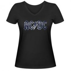 Женская футболка с V-образным вырезом AC/DC Logo - PrintSalon
