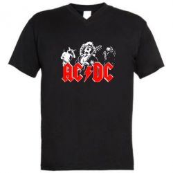 Мужская футболка  с V-образным вырезом AC DC - PrintSalon
