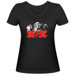 Женская футболка с V-образным вырезом AC DC - PrintSalon