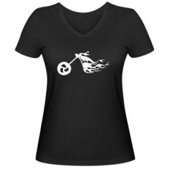 Женская футболка с V-образным вырезом Аццкий байк - PrintSalon