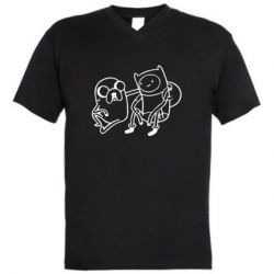 Мужская футболка  с V-образным вырезом Adventure Time: Finn and Jake - PrintSalon