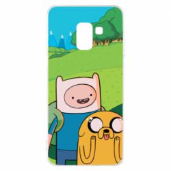 Чохол для Samsung A8 2018 Adventure Time, Finn and Jake - PrintSalon