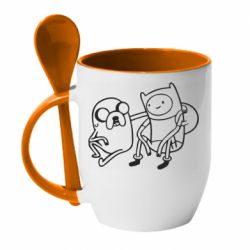 Чашка с ложкой Adventure Time: Finn and Jake - PrintSalon