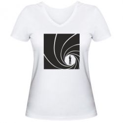 Жіноча футболка з V-подібним вирізом агент 007 - PrintSalon