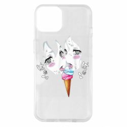 Чехол для iPhone 14 Ahegao girl eating ice cream