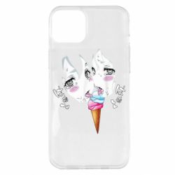 Чехол для iPhone 14 Plus Ahegao girl eating ice cream - PrintSalon