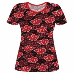 Жіноча 3D футболка Akatsuki red cloud - PrintSalon