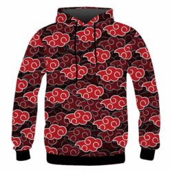 Чоловіче 3D худі Akatsuki red cloud - PrintSalon