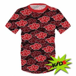 Дитяча 3D футболка Akatsuki red cloud - PrintSalon