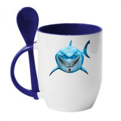 Чашка с ложкой Акула улыбается - PrintSalon