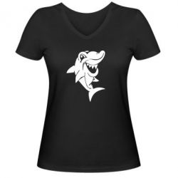Женская футболка с V-образным вырезом Акулка - PrintSalon