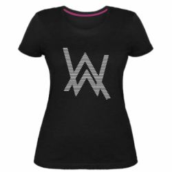 Женская премиум футболка Alan Walker logo stripes - PrintSalon