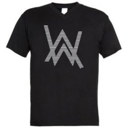 Мужская футболка  с V-образным вырезом Alan Walker logo stripes - PrintSalon