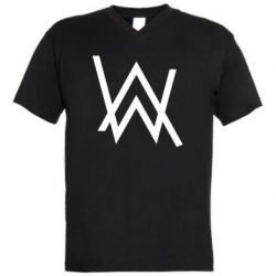 Мужская футболка  с V-образным вырезом Alan Walker logo - PrintSalon