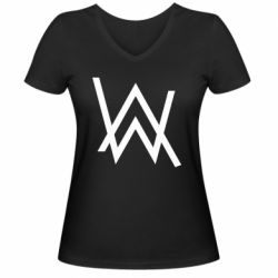 Женская футболка с V-образным вырезом Alan Walker logo - PrintSalon