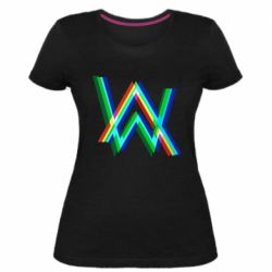 Женская премиум футболка Alan Walker multicolored logo - PrintSalon