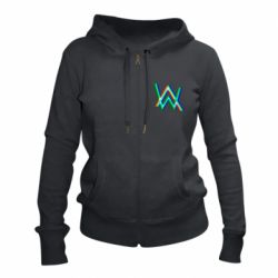 Женское худи на молнии Alan Walker multicolored logo - PrintSalon
