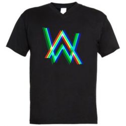 Мужская футболка  с V-образным вырезом Alan Walker multicolored logo - PrintSalon