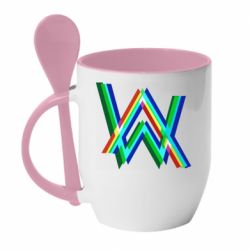 Чашка с ложкой Alan Walker multicolored logo - PrintSalon