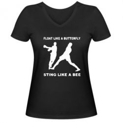 Женская футболка с V-образным вырезом Ali: Float Like A Butterfly - PrintSalon