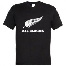 Мужская футболка  с V-образным вырезом All Blacks - PrintSalon
