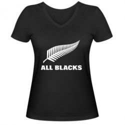 Женская футболка с V-образным вырезом All Blacks - PrintSalon