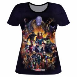 Жіноча 3D футболка ALL heroes of the universe marvel - PrintSalon