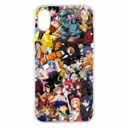 Чехол для iPhone X/Xs All the heroes of anime - PrintSalon