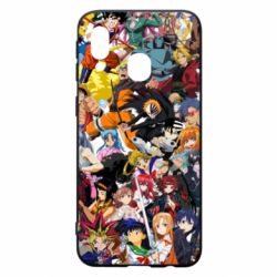Чехол для Samsung A40 All the heroes of anime - PrintSalon