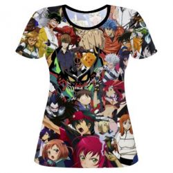 Женская футболка 3D All the heroes of anime - PrintSalon