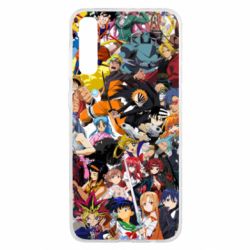 Чехол для Samsung A50 All the heroes of anime - PrintSalon
