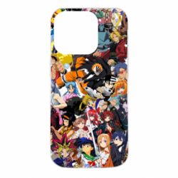 Чехол для iPhone 14 Pro All the heroes of anime - PrintSalon