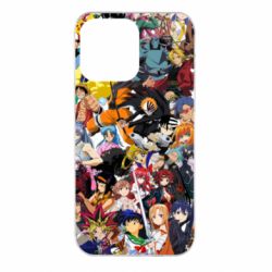 Чехол для iPhone 14 Pro Max All the heroes of anime - PrintSalon