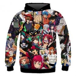 Мужское 3D худи All the heroes of anime - PrintSalon