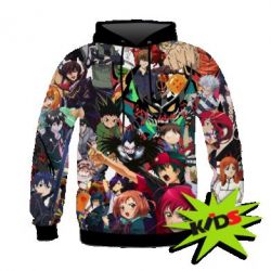 Детское 3D худи All the heroes of anime - PrintSalon