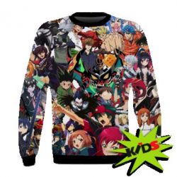 Детский 3D свитшот All the heroes of anime - PrintSalon