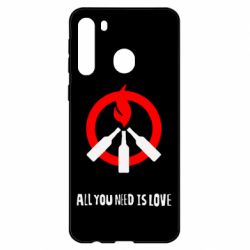 Чехол для Samsung A21 All you need is love (Коктейль Молотова) - PrintSalon