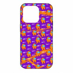 Чехол для iPhone 14 Pro Among Us and grunge background - PrintSalon